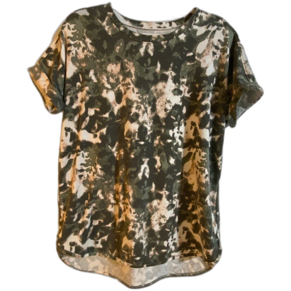 New Directions Short Sleeve Scoop Neck Camo Women's Size Medium